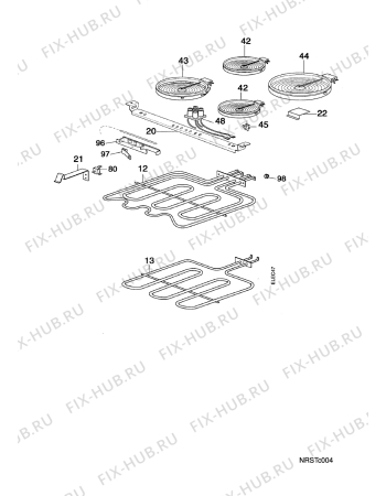 Взрыв-схема плиты (духовки) Faure CVC6990W - Схема узла Electrical equipment