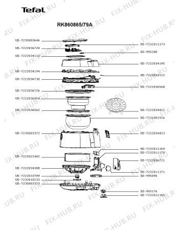 Схема №1 RK860865/79A с изображением Часть корпуса для электропароварки Tefal US-7235003373