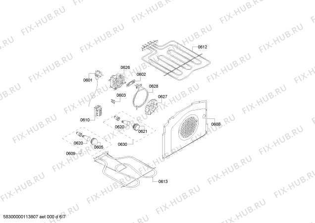 Взрыв-схема плиты (духовки) Bosch HSW745020N - Схема узла 06