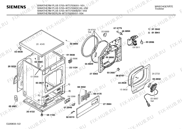 Схема №1 WT57030 SIWATHERM PLUS 5703 с изображением Инструкция по эксплуатации для сушильной машины Siemens 00517110