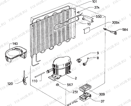 Взрыв-схема холодильника Zanussi ZF143T - Схема узла Cooling system 017