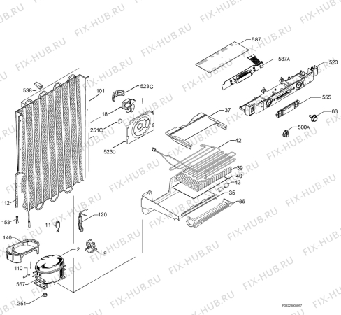 Взрыв-схема холодильника Zanker 534_196_00 - Схема узла Cooling system 017