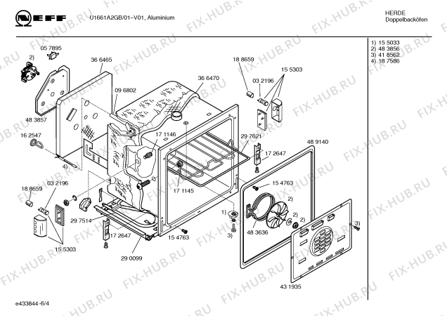 Взрыв-схема плиты (духовки) Neff U1661A2GB - Схема узла 04