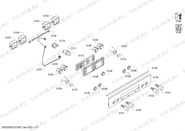 Схема №1 HCE854450G с изображением Стеклокерамика для электропечи Bosch 00249643