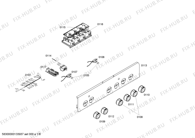 Схема №1 CH10320 с изображением Панель управления для плиты (духовки) Bosch 00667297