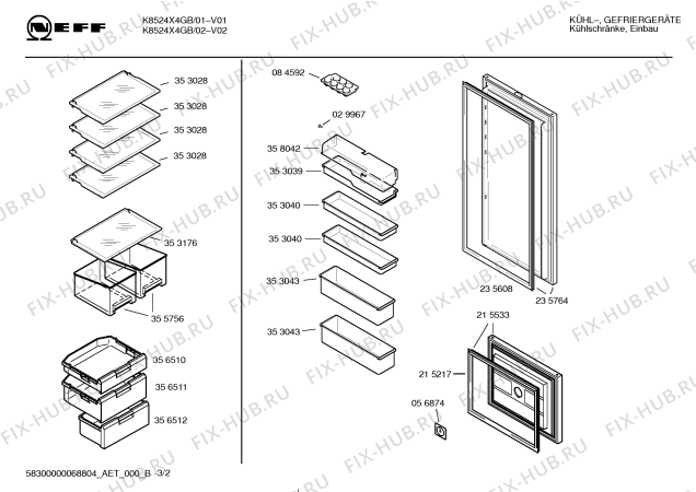 Схема №1 K8525X1GB k8525 с изображением Клапан для холодильника Bosch 00358042