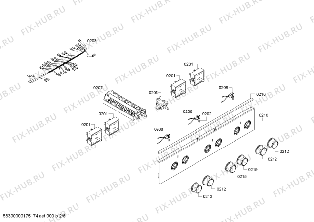 Схема №1 HCF010BR0C с изображением Ручка конфорки для духового шкафа Bosch 00628115