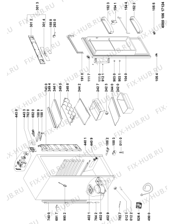 Схема №1 WMES 37872 DFC TS с изображением Дверца для холодильной камеры Whirlpool 481010634689