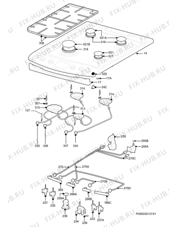 Взрыв-схема плиты (духовки) Zanussi ZKG5540WFN - Схема узла Hob 271