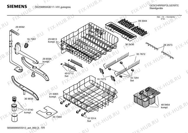 Взрыв-схема посудомоечной машины Siemens SE25M850GB avantgarde - Схема узла 06