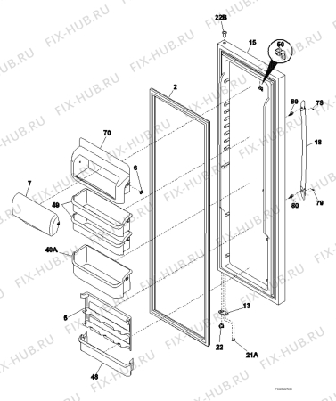 Взрыв-схема холодильника Electrolux ERL6296XK14 - Схема узла Refrigerator door