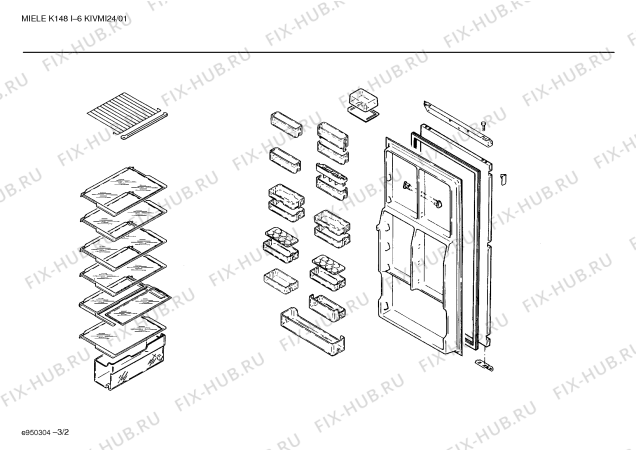 Взрыв-схема холодильника Miele KIVMI24 K148I - Схема узла 02