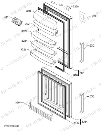 Взрыв-схема холодильника Electrolux ENF4453AOX - Схема узла Door 003