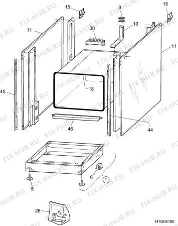 Взрыв-схема плиты (духовки) Zanussi ESK604 - Схема узла H10 Chassis