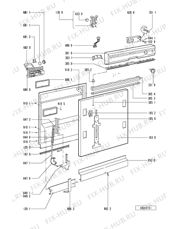 Схема №1 FUN 663 BR с изображением Панель для посудомоечной машины Whirlpool 481245370047