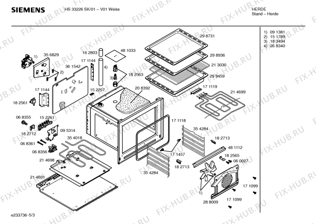 Схема №1 HS33226SK с изображением Панель управления для электропечи Siemens 00361733