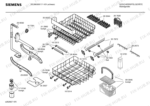Схема №1 SE28860II с изображением Инструкция по эксплуатации для посудомоечной машины Siemens 00528117