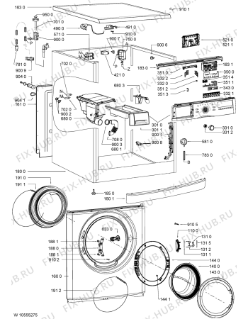 Схема №1 AWOC 8283 с изображением Модуль (плата) для стиральной машины Whirlpool 481010613027