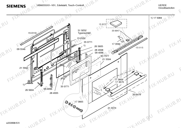 Взрыв-схема плиты (духовки) Siemens HB66555 - Схема узла 04