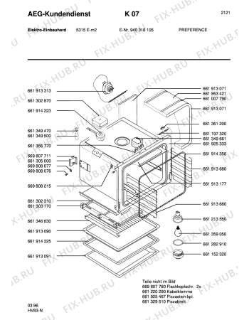 Взрыв-схема плиты (духовки) Aeg 5315E-M - Схема узла Section2