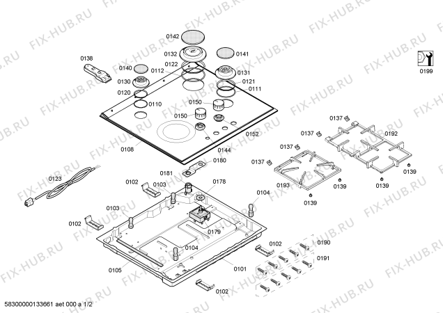 Схема №1 T66M66N0 ENC.T66M66N0 3G+1E C60F IH5-G NEFF с изображением Варочная панель для духового шкафа Bosch 00681332