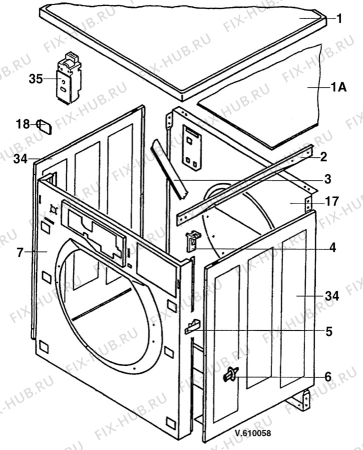 Взрыв-схема стиральной машины Electrolux WT536 - Схема узла W40 Housing door ZP  A