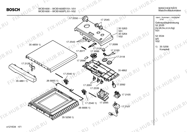 Схема №3 WOB1600PL WOB1600 с изображением Переключатель для стиралки Bosch 00172539