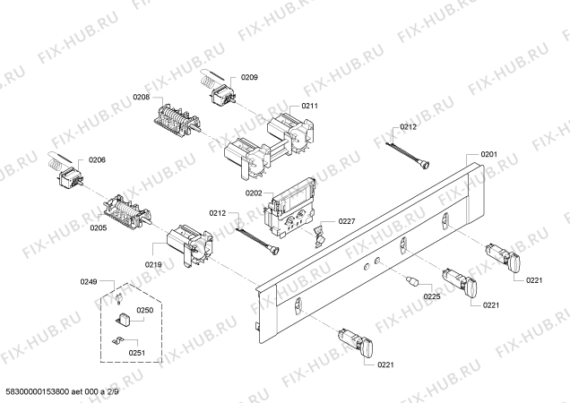 Схема №3 U15M42N0GB с изображением Панель управления для плиты (духовки) Bosch 00675529