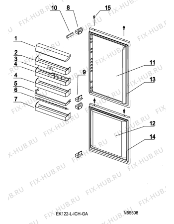 Взрыв-схема холодильника Electrolux IK275.3LI - Схема узла Door 003