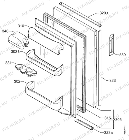 Взрыв-схема холодильника Zanussi ZT162P - Схема узла Door 003