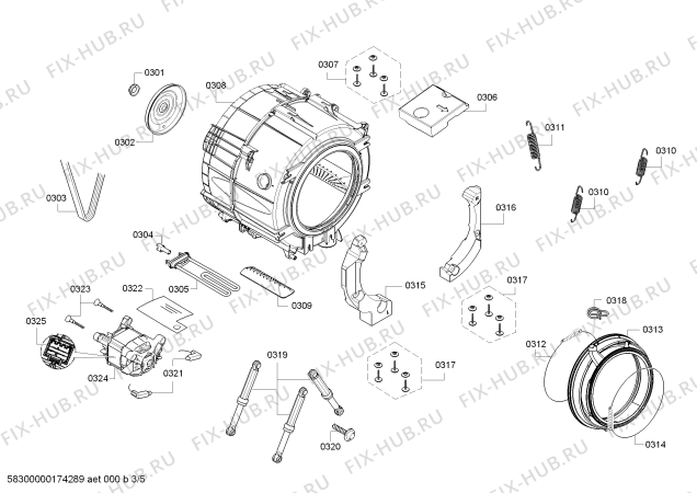 Взрыв-схема стиральной машины Bosch WAK2021STR Maxx 8 - Схема узла 03