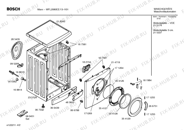 Схема №1 WFL2080EE Maxx WFL2080 с изображением Таблица программ для стиральной машины Bosch 00416506