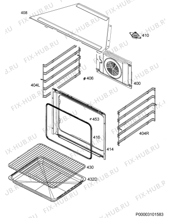 Взрыв-схема плиты (духовки) Zanussi ZOB20607XK - Схема узла Oven
