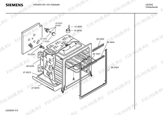 Взрыв-схема плиты (духовки) Siemens HR24051 - Схема узла 04
