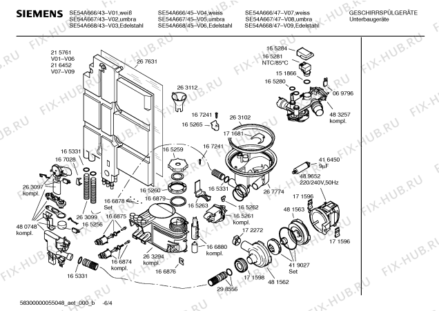 Схема №3 SE54A667 Extraklasse с изображением Инструкция по установке и эксплуатации для посудомоечной машины Siemens 00585078