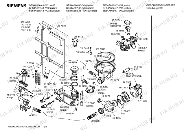 Схема №3 SE54A668 Extraklasse с изображением Передняя панель для посудомойки Siemens 00435346