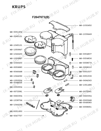 Взрыв-схема кофеварки (кофемашины) Krups F2647673(B) - Схема узла FP001599.9P2