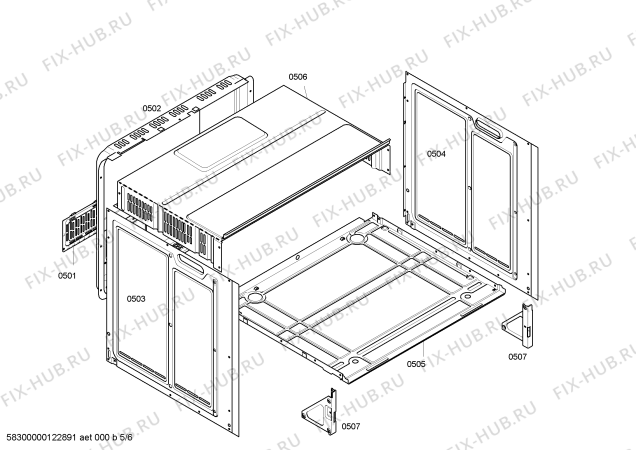 Взрыв-схема плиты (духовки) Bosch HBN301E1 - Схема узла 05