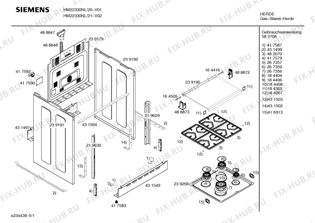 Схема №2 HM22330NL Siemens с изображением Инструкция по эксплуатации для плиты (духовки) Siemens 00583708