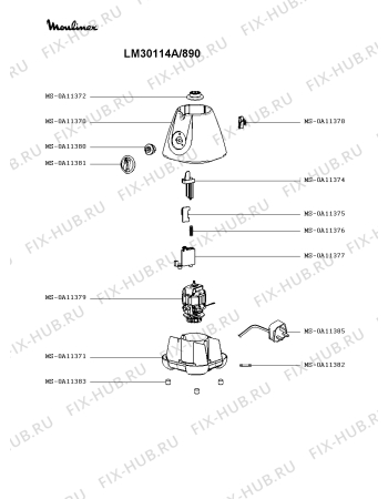 Схема №1 LM300141/870 с изображением Ручка регулировки для электромиксера Moulinex MS-0A11381