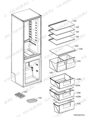 Взрыв-схема холодильника Aeg SCE61826NS - Схема узла Internal parts