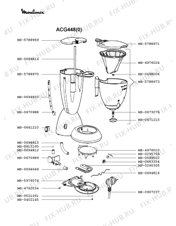 Взрыв-схема кофеварки (кофемашины) Moulinex ACG448(0) - Схема узла Q0000100.1Q2