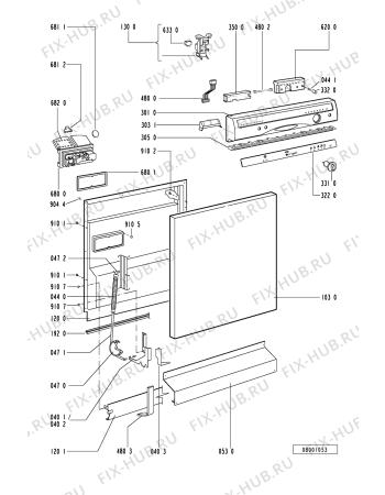 Схема №1 ADP 915/2 WH с изображением Обшивка для посудомойки Whirlpool 481245379982