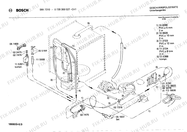 Взрыв-схема посудомоечной машины Bosch 0730300527 SMI7310 - Схема узла 03