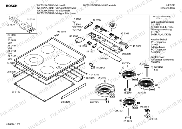Схема №1 NKT626KEU с изображением Модуль управления для плиты (духовки) Siemens 00352368