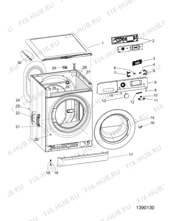 Взрыв-схема стиральной машины Whirlpool FWDD117168SBSGCC (F154924) - Схема узла