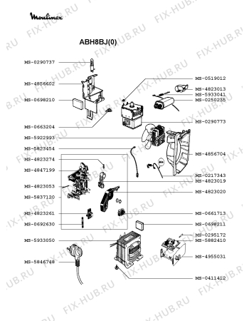 Взрыв-схема микроволновой печи Moulinex ABH8BJ(0) - Схема узла LP002072.1P2