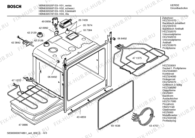 Схема №1 HBN630570F с изображением Панель управления для плиты (духовки) Bosch 00437975