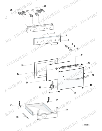 Взрыв-схема плиты (духовки) Indesit IS5E4KHWEU (F156243) - Схема узла