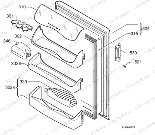 Взрыв-схема холодильника Zanussi Electrolux ZEL160W - Схема узла Door 003